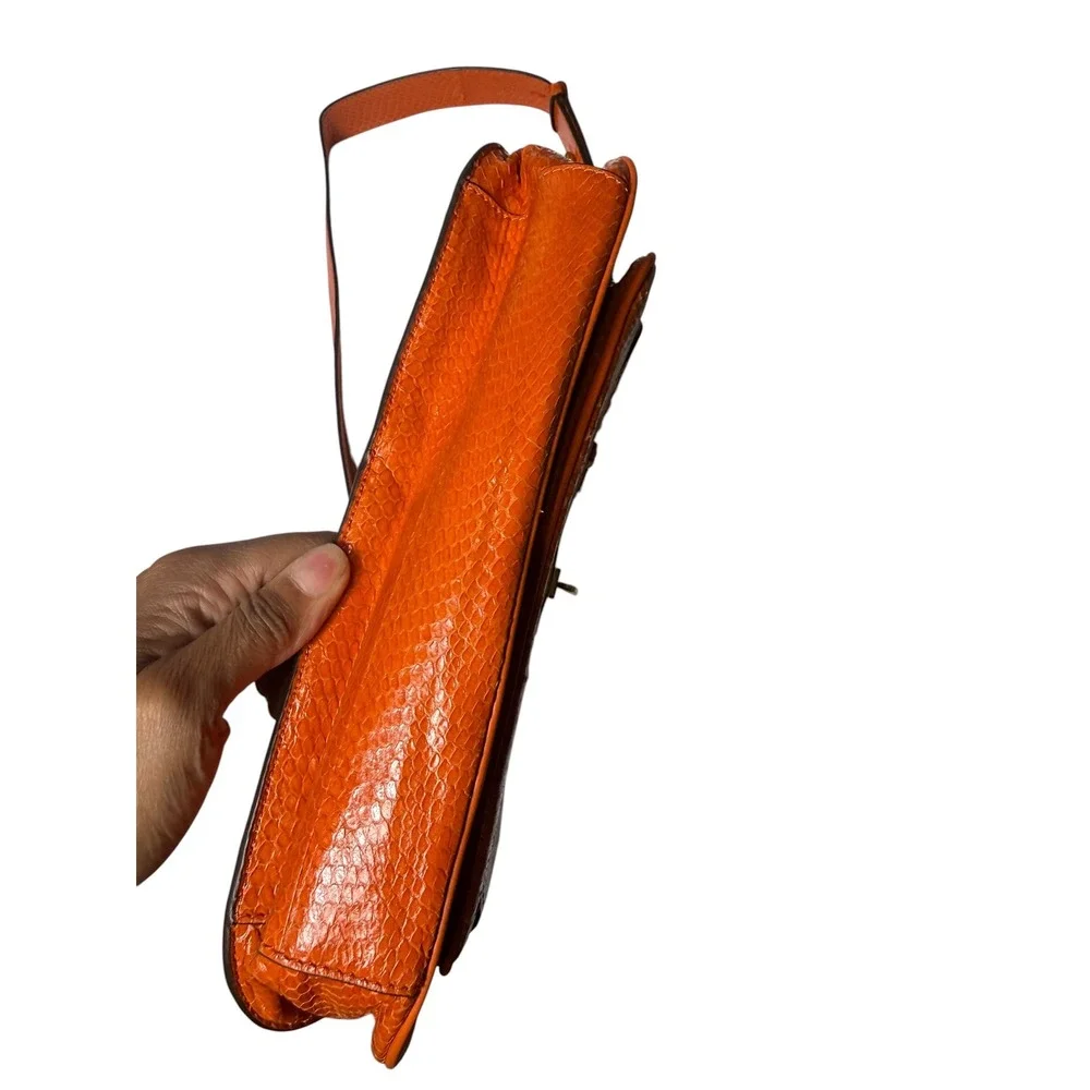 Tory Burch James Snake Large Saddle Bag Pomander Orange OS